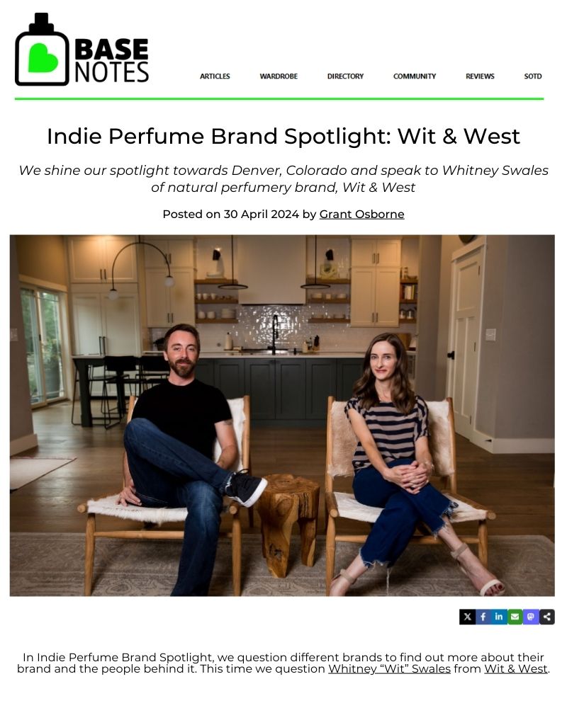 Basenotes Featuring Wit & West Perfumes | Indie Brand Spotlight