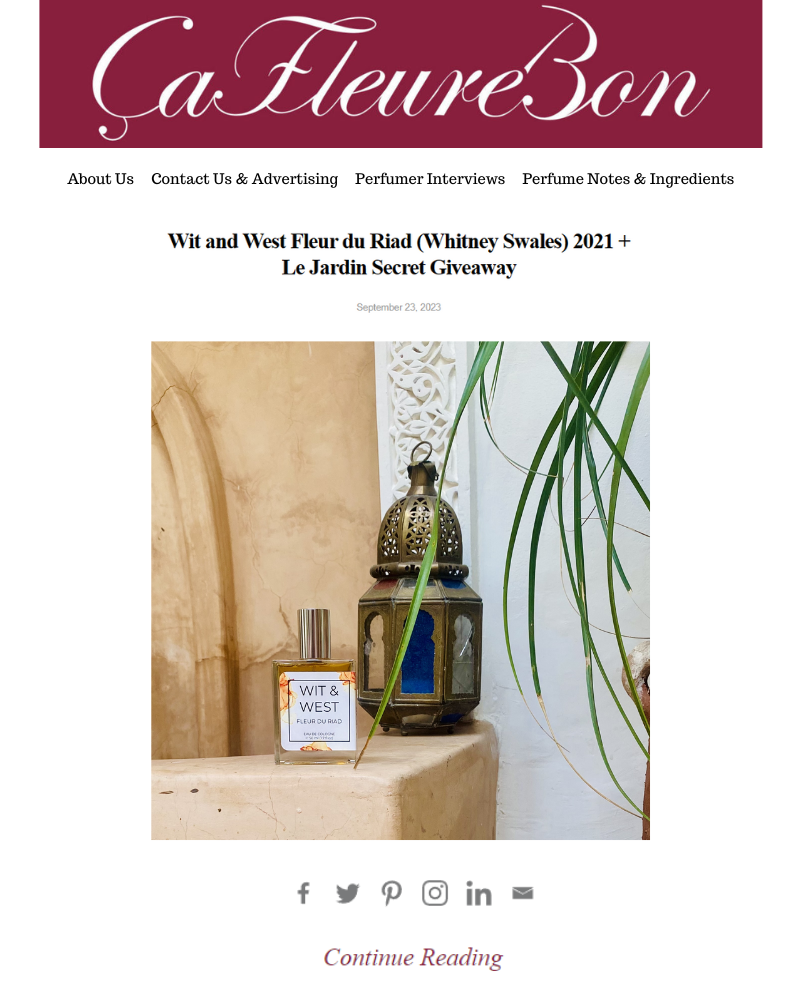 ÇaFleureBon: Wit & West Fleur du Riad (Whitney Swales) 2021 + Le Jardin Secret Giveaway