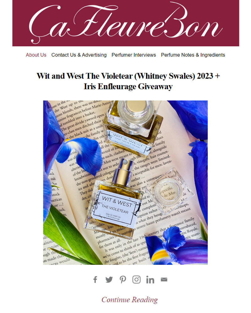 ÇaFleureBon: Wit & West The Violetear Eau de Parfum Review