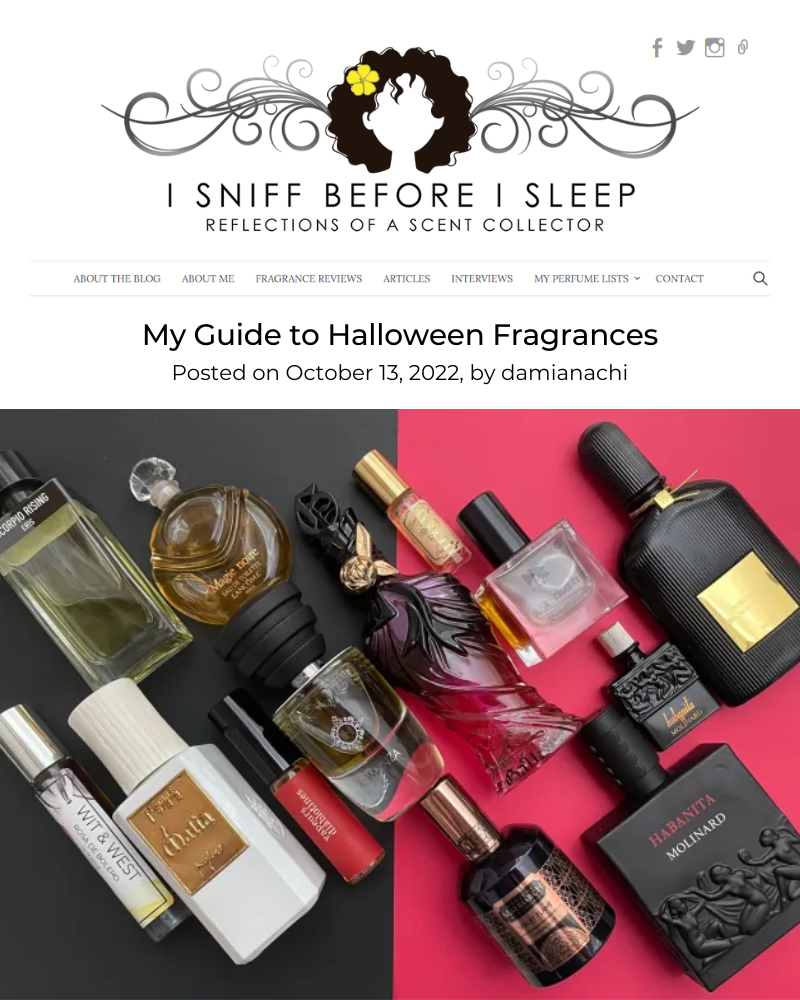 I Sniff Before I Sleep blog featuring Wit & West Perfumes, Rosa de Bolero Eau de Parfum: My Guide to Halloween Fragrances